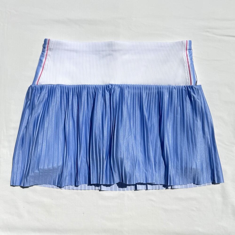 Lucky In Love Got The Blues Pleated Tennis Skirt Womens Medium Pockets Blue